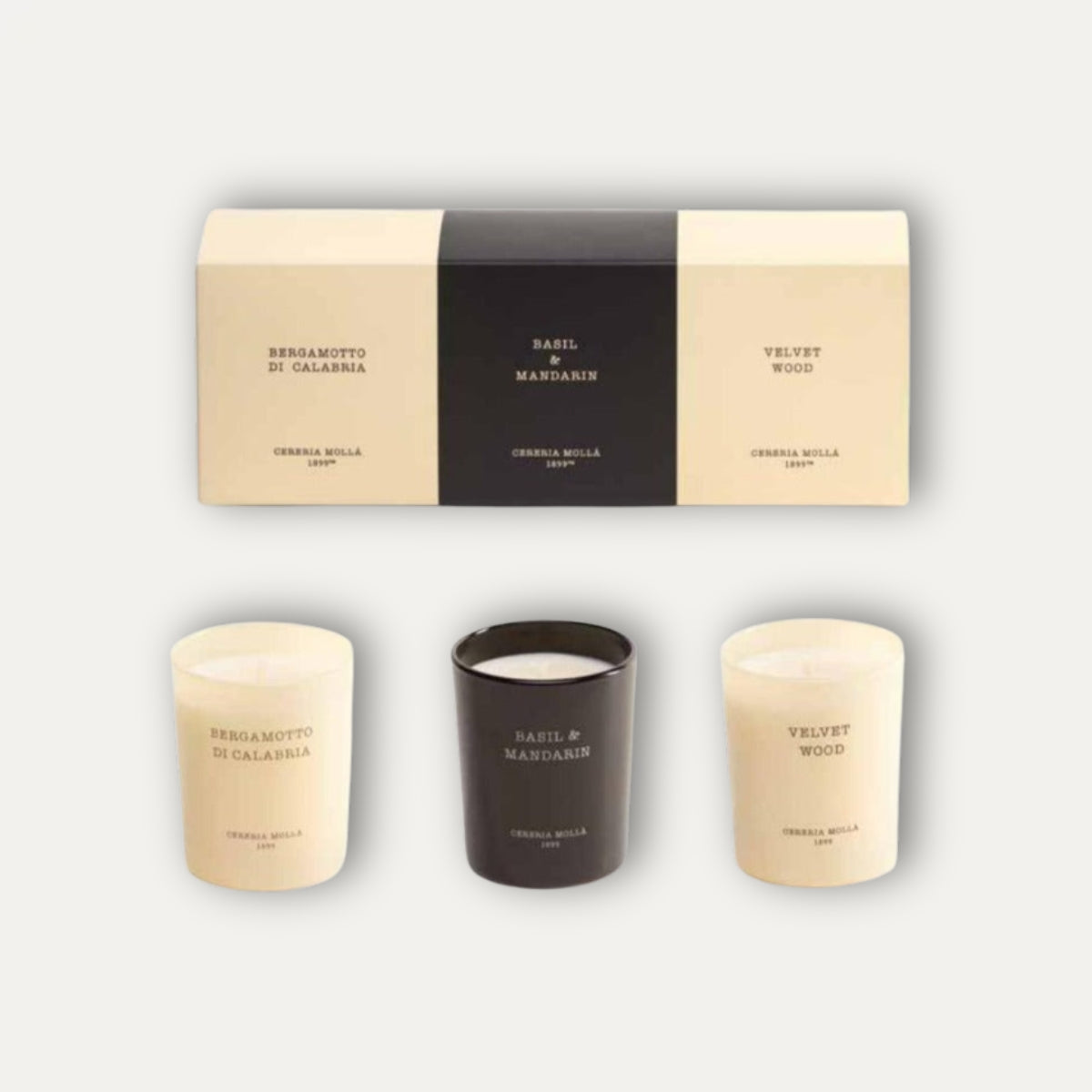 Set Velas Mini Bergamotto Di Calabria - Basil & Mandarin - Velvet Wood
