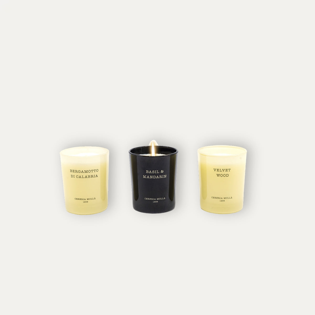 Set Velas Mini Bergamotto Di Calabria - Basil & Mandarin - Velvet Wood