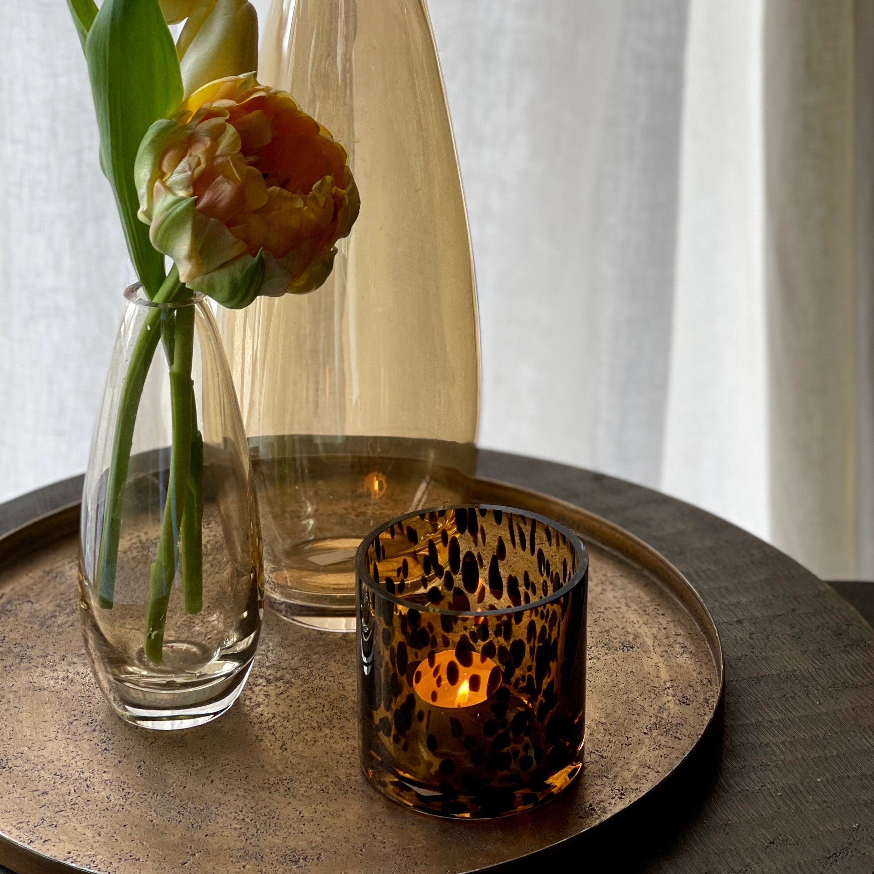 Porta Vela Leopardo de Vidrio - Ambar - Casa/Bougie