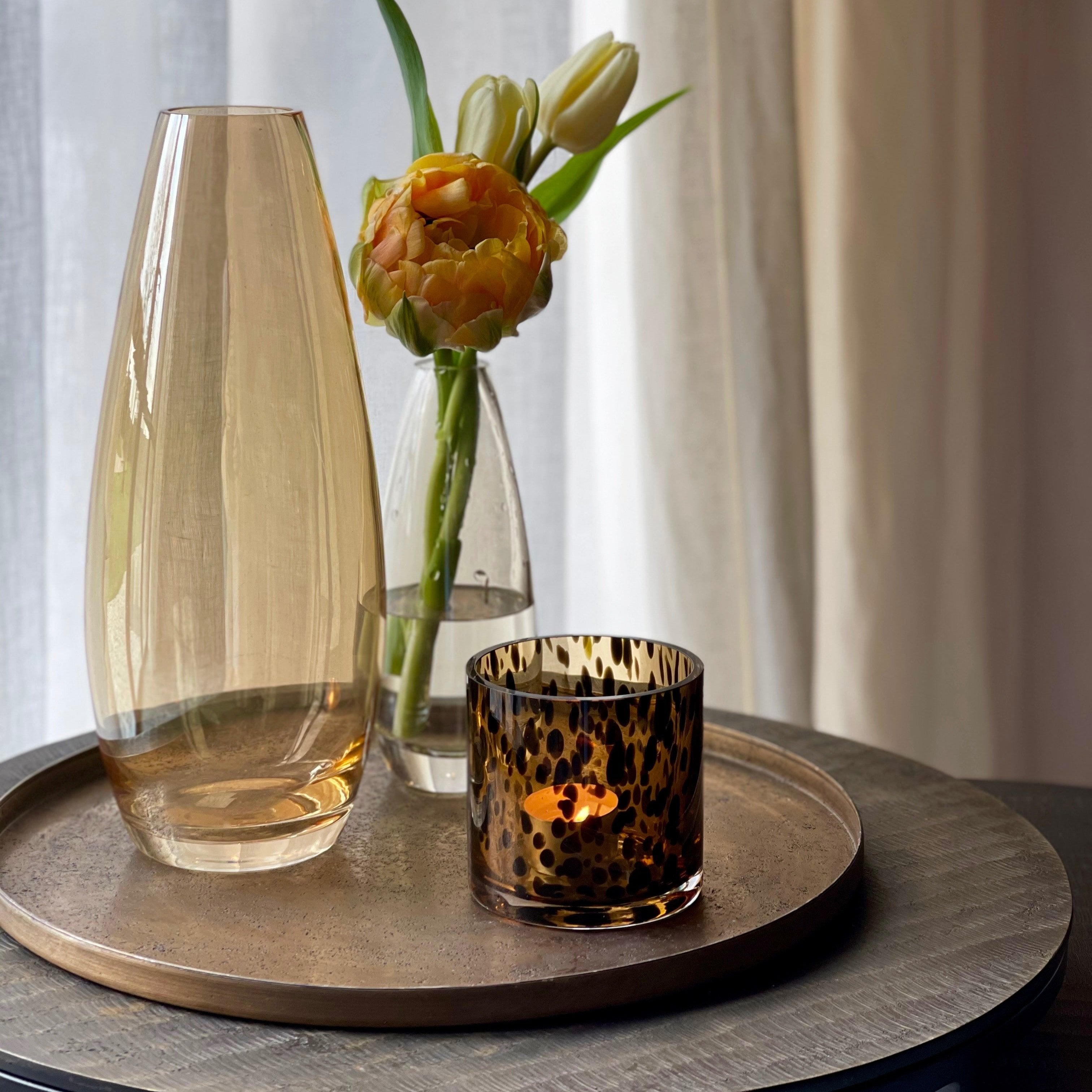 Porta Vela Leopardo de Vidrio - Ambar - Casa/Bougie