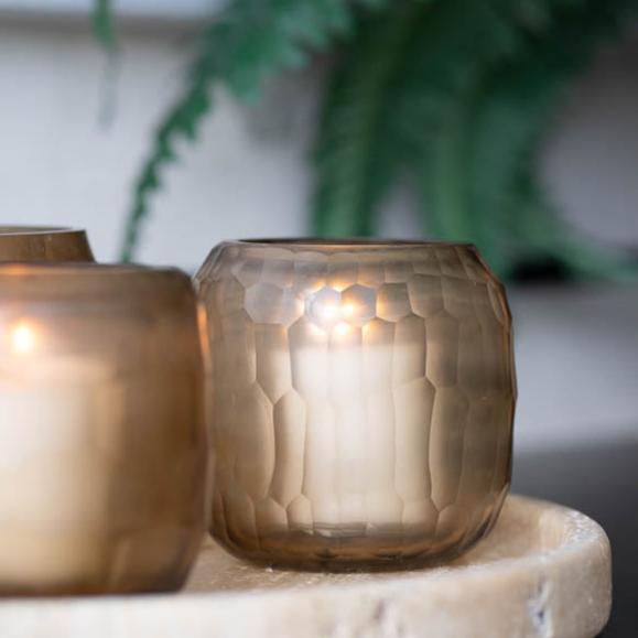 Porta Tealight Circular de Vidrio Texturizado Ø 9 x 9 cm - Casa/Bougie