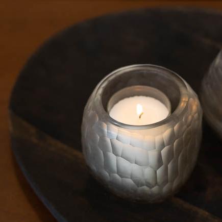 Porta Tealight Cuadrado de Vidrio Texturizado 9 x 9 x 9,5 cm - Casa/Bougie