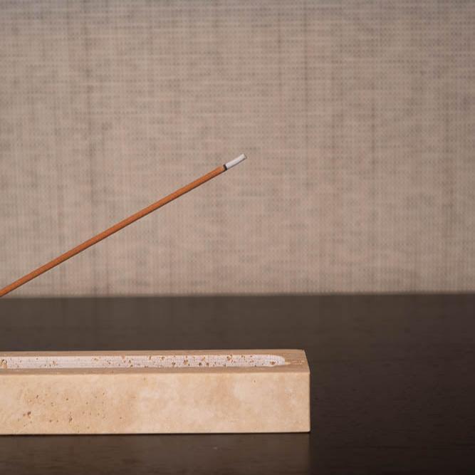 Incienso Holder de Mármol Travertino Rectangular 24,5*5*3 cm - Casa/Bougie