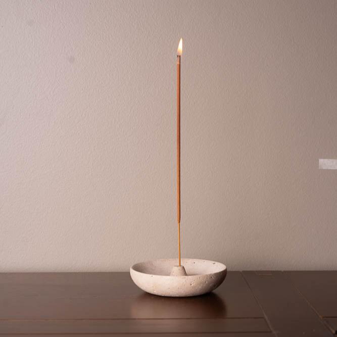 Incienso Holder de Mármol Travertino Redondo Ø 10 cm - Casa/Bougie
