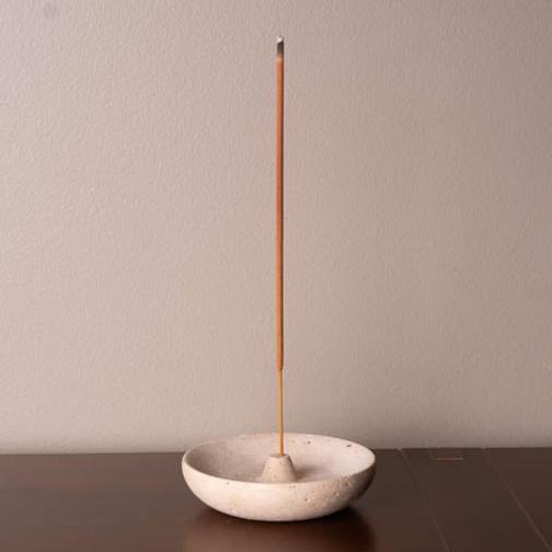 Incienso Holder de Mármol Travertino Redondo Ø 10 cm - Casa/Bougie