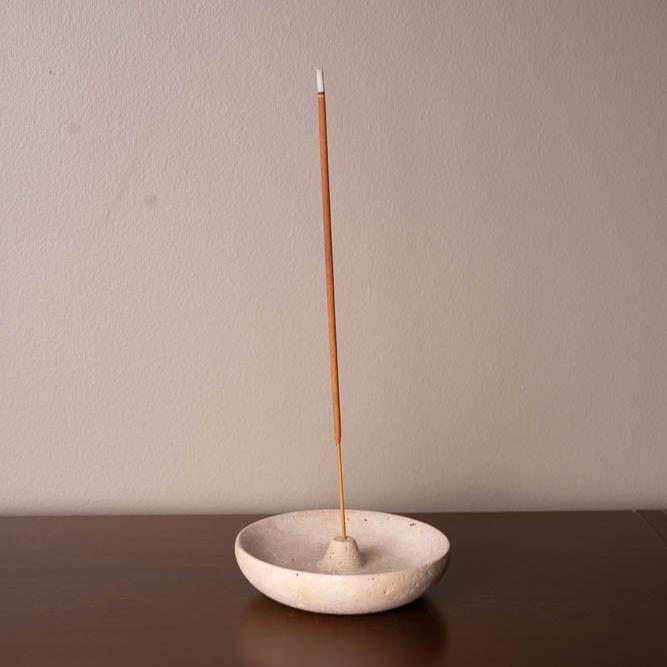 Incienso Holder de Mármol Travertino Redondo Ø 10 cm - Casa/Bougie